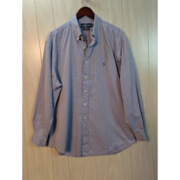 Ralph Lauren Other - Ralph Lauren Yarmouth Button Front Cotton Shirt Size 17 34/35 Blue Long Sleeve